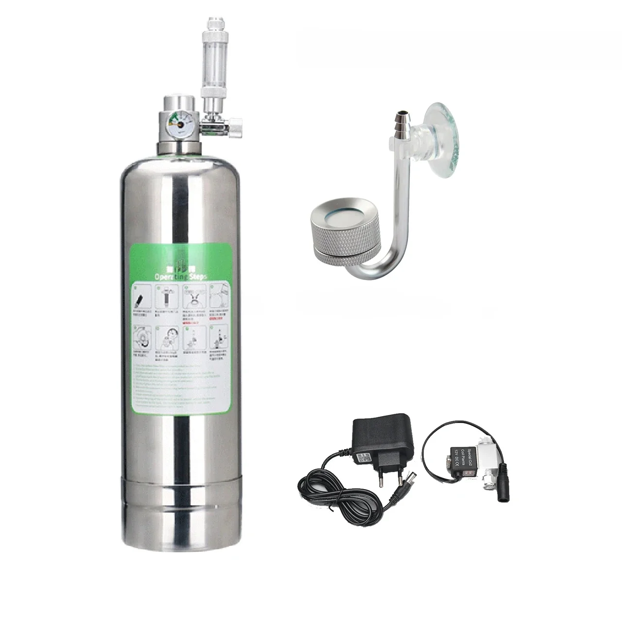 Aquarium CO2 Generator System Kit Edelstahl CO2 Zylinder Generator System Kohlendioxid Reaktor Kit für Pflanzenfische