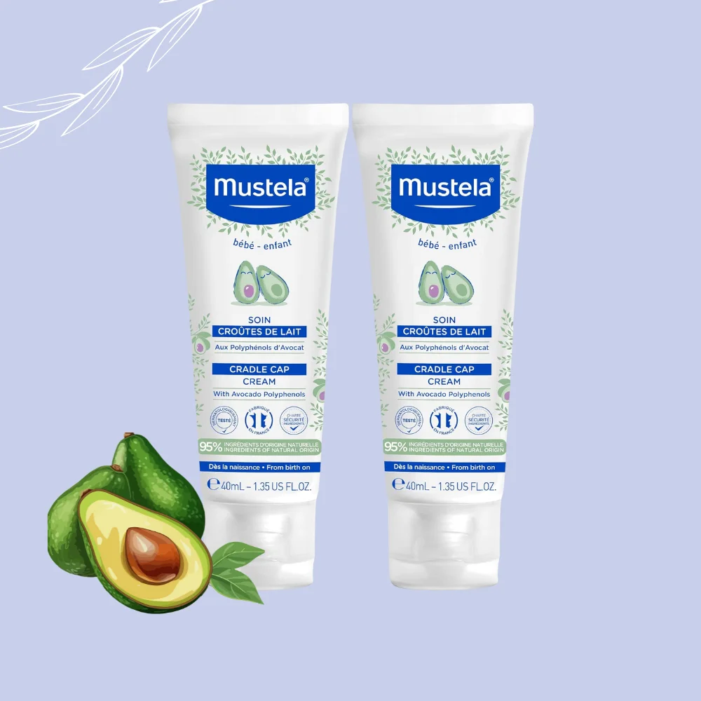 Mustela Cradle Cap Cream 40ml*2 paquetes, ayuda a quitar la tapa del sillón del cuero cabelludo delicado del bebé recién nacido