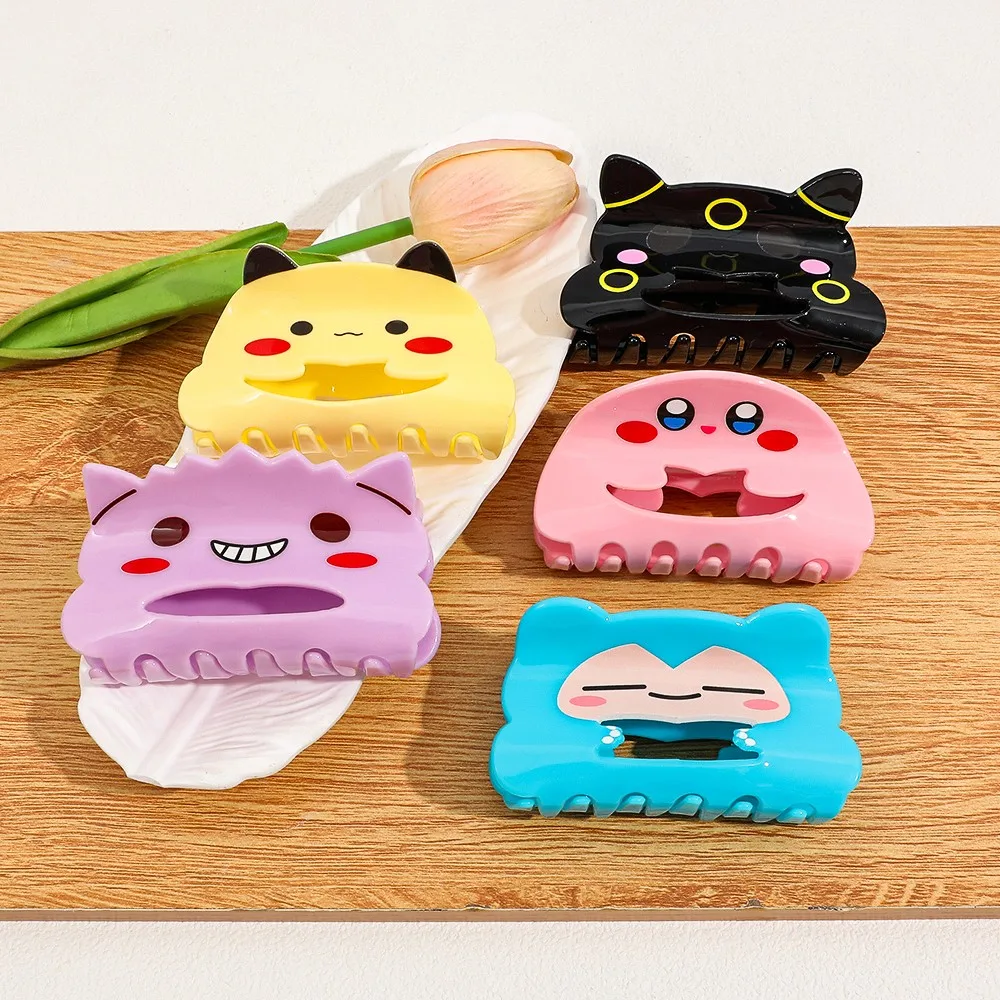 

5PCS Kawaii Anime Pokemon Cartoon Hair Claw Clip Cute Pikachu Gengar Non-slip Shark Hair Grab Clip Girls Back Head Fashion Hair