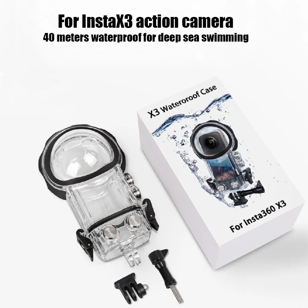 حافظة غوص لهاتف Insta360 X3 حافظة غير مرئية مقاومة للماء، 360 °   ملحق كاميرا بانوراما، حافظة غوص بعمق مقاوم للماء بطول 40 مترًا