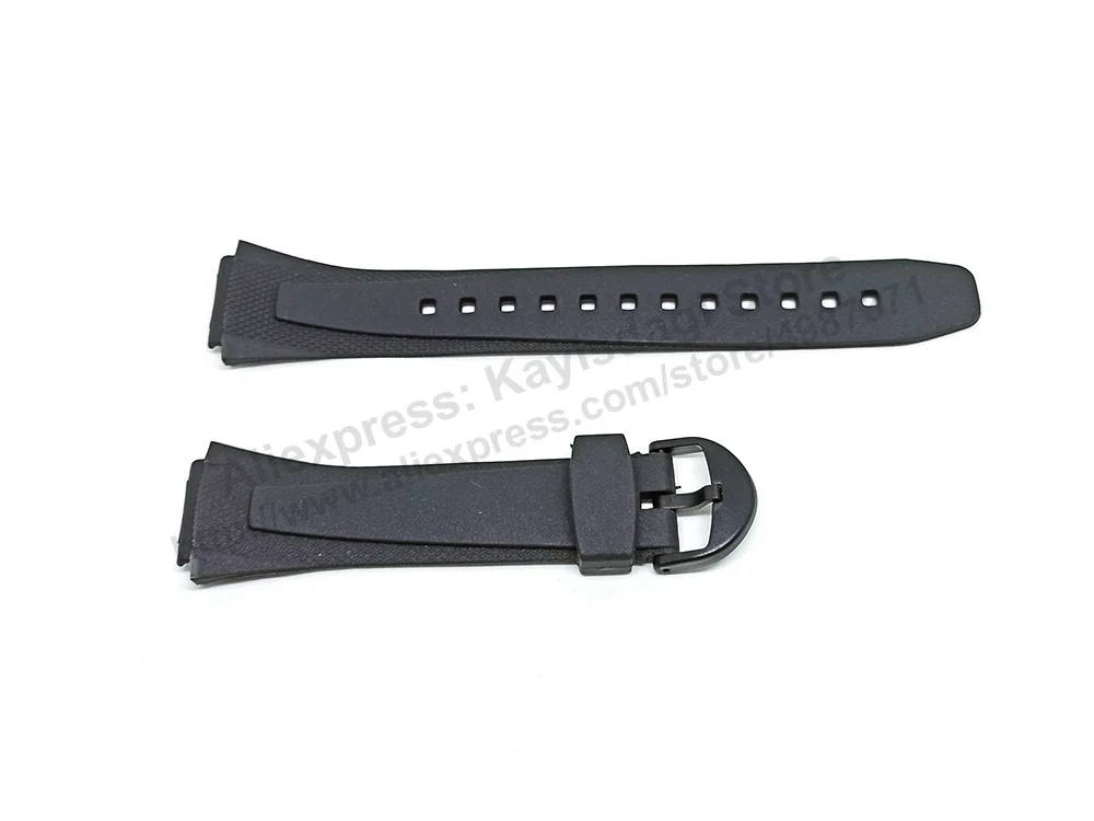 18mm Black Rubber Watch Band / Strap compatible Casio W-752 , W-753 , W-755