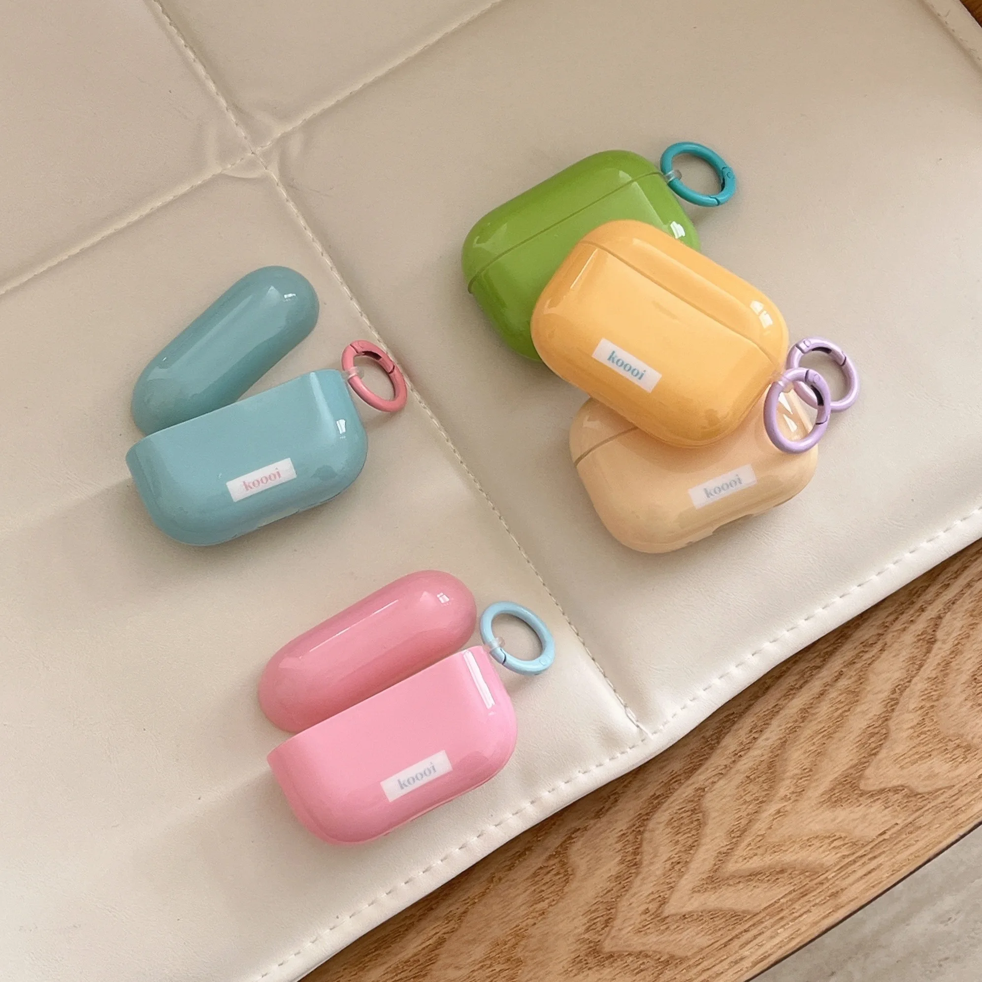 

New soft anti drop Earphon case with simple candy color label forairpods 1 2 3 Pro generation wireless Bluetooth Headphone case