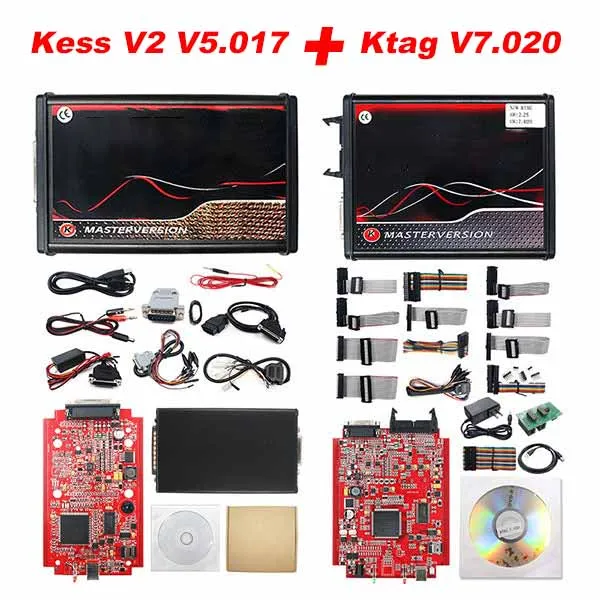 Kess V2 V5.017 Online 2.80 EU Red KTAG 7.020 2.25 OBD2 OBD 2 Auto's Trucks ECU Chip Tuning Kit Onbeperkte Reparatieset met Gereedschapskist