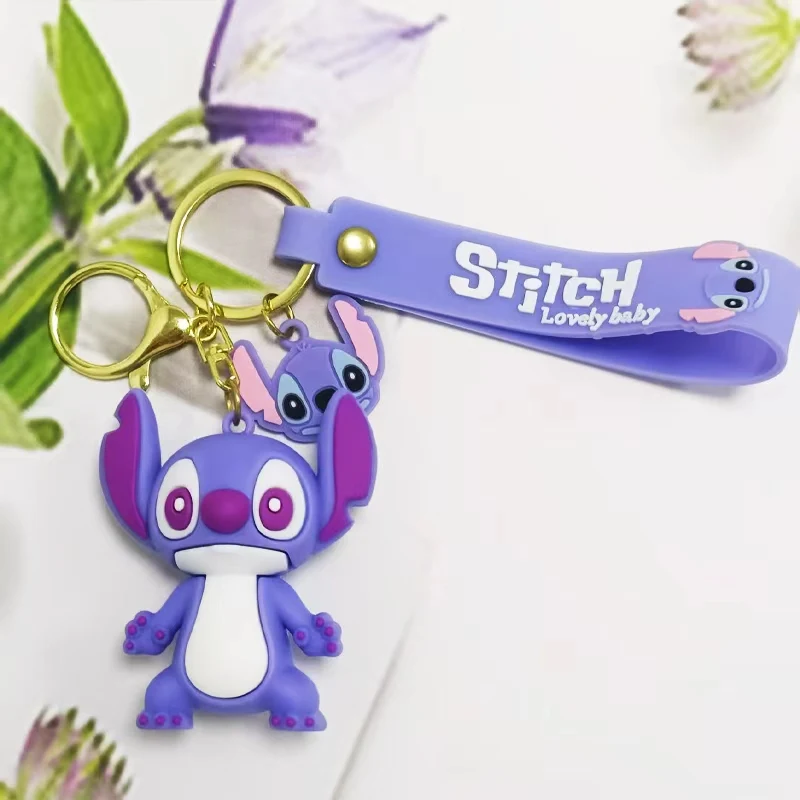 MINISO اللعب المفاتيح أنيمي غرزة قلادة المفاتيح الحلو الوردي الملاك المفاتيح النساء سيارة كيرينغ فتاة هدية عيد ميلاد #6