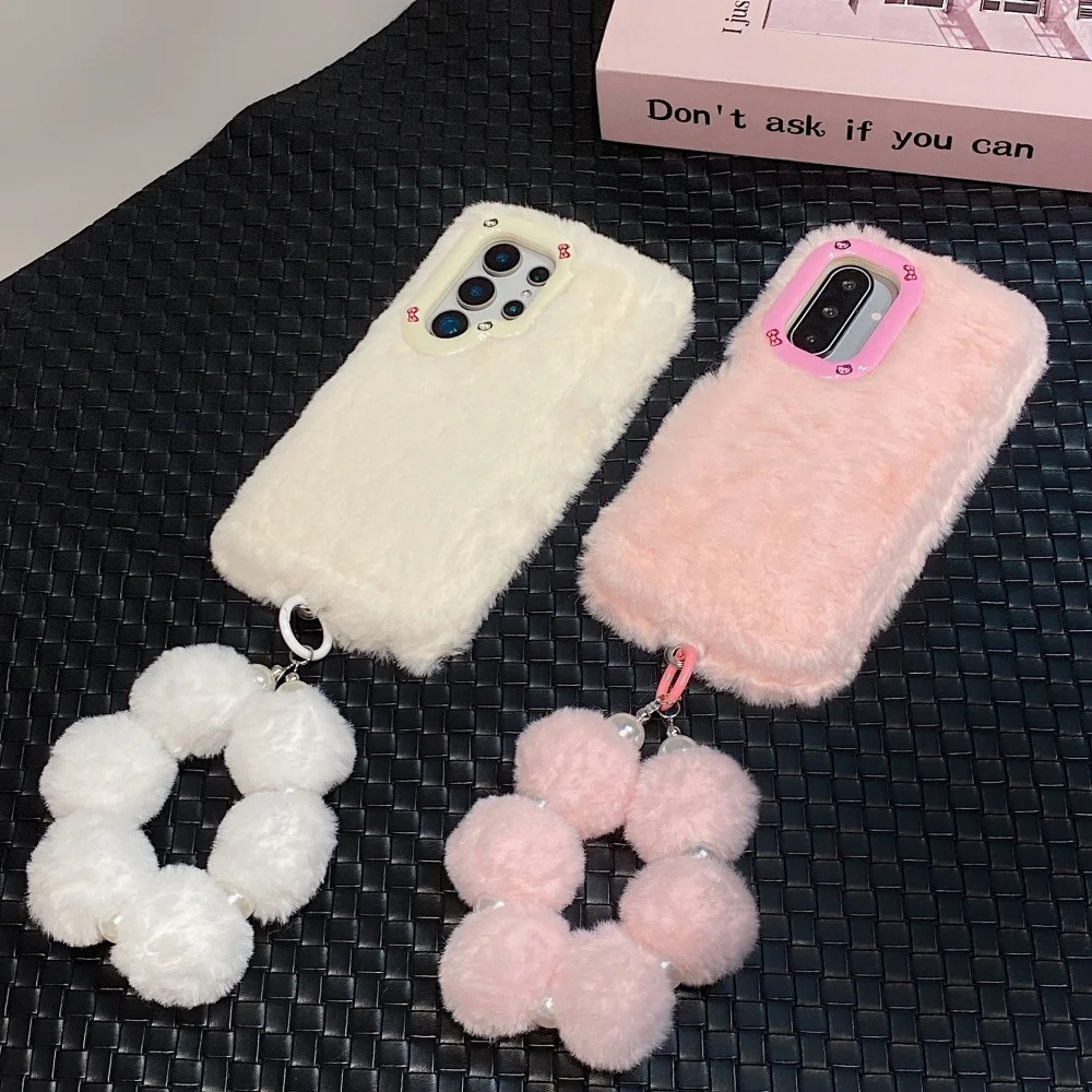 

Simple and fresh plush solid color mobile phone case, suitable for Samsung S23/24/25Plus,fashionable shock-proof protective case