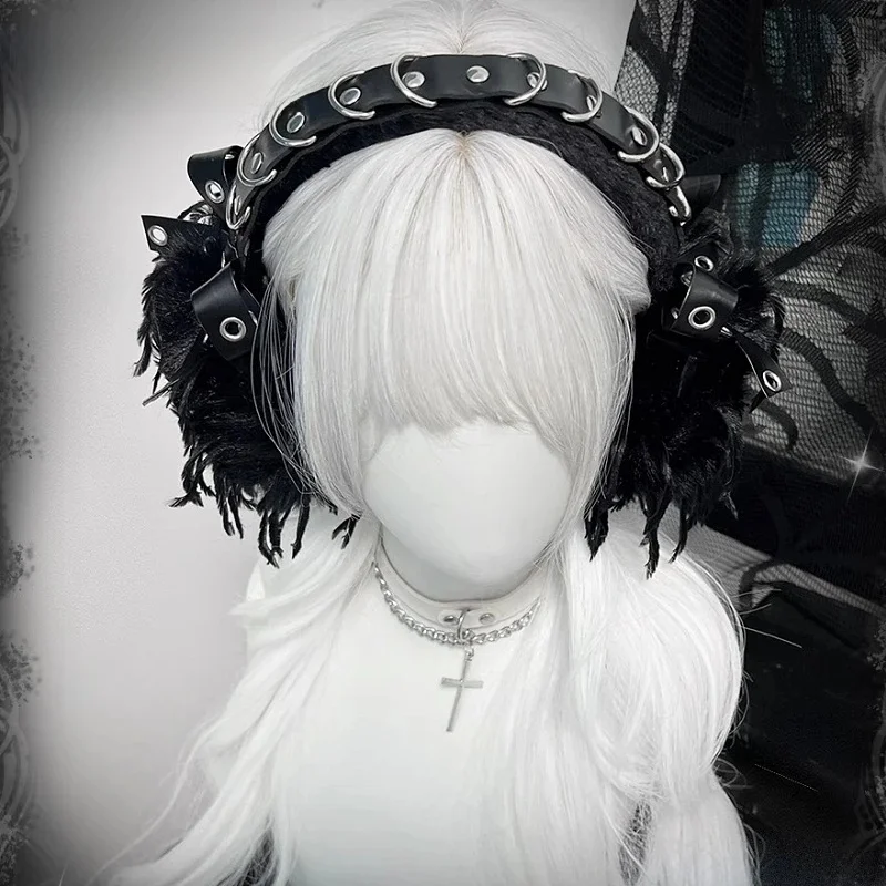 AliExpress NONE Gothic Lolita Earmuffs Punk New Designer Furry Ear Muff Earmuff Ear Warmer Gothic Steampunk Ear Protection Cycling Earbags