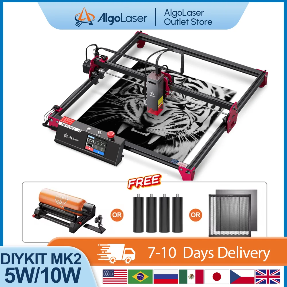 

Algolaser DIY KIT MK2 5W/10W Laser Engraver Cutter Tool Metal Glass Wifi/PC Wood CNC Lase Engraving Cutting Machine Printer