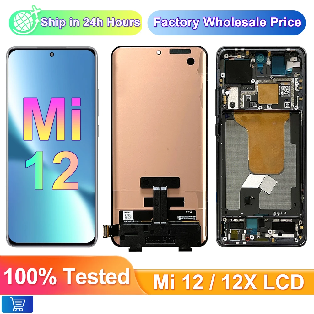 

6.28" Mi12 AMOLED Screen Replacement for Xiaomi Mi 12 2201123G 2201123C Lcd Display Touch Screen +Frame for Xiaomi 12X Display