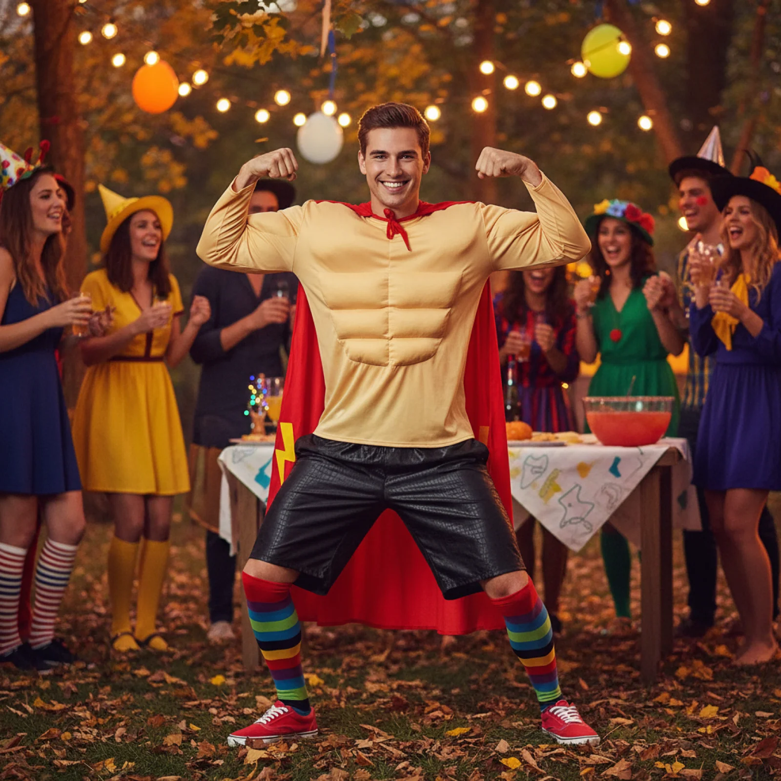 

Мужской костюм-футболка с эффектом мускулатуры из полиэстера, корректирующий форму груди, для Хэллоуина, танцевальных выступлений и мероприятий