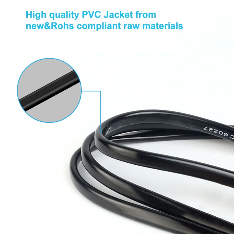 Abgewinkeltes US-Netzkabel Nicht-Polarisiertes NEMA 1-15P zu IEC320 C7 Stromkabel AC-Stecker US zu Figure 8 Stromkabel für PS5 Apple TV HDTV – Detail 6