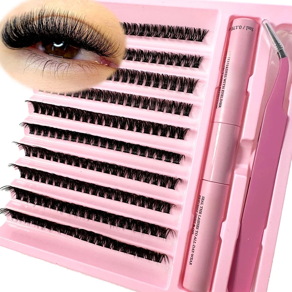 Kit d'extension de cils à faire soi-même, dissolvant de joints et de joints, 200 pièces, grappes, outils de maquillage pour coller les cils, colle