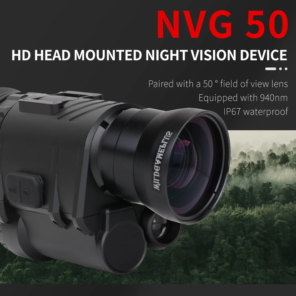 NVG50 NVG30 gen2 helmet night vision goggles wide view 50° long range 940nm infrared digital night vision monocular telescope