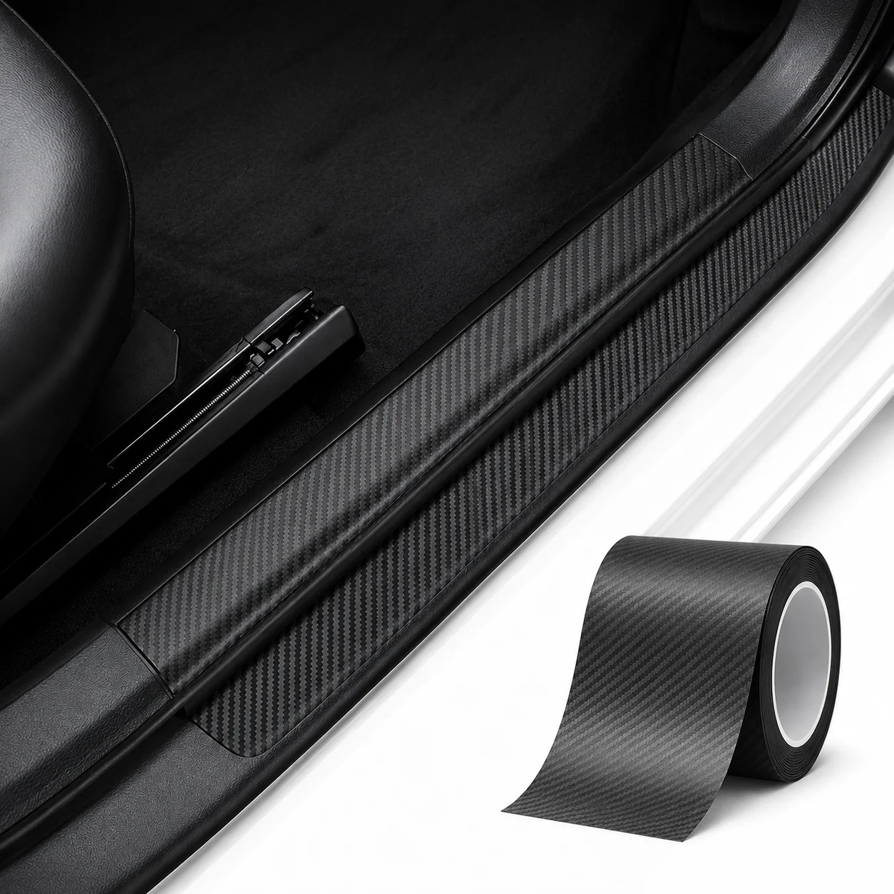 1-20m Carbon Fiber Car 3D Tape Sticker Door Mirror Paste Protector Strip Protection Protective Film Waterproof Adhesive Sedan