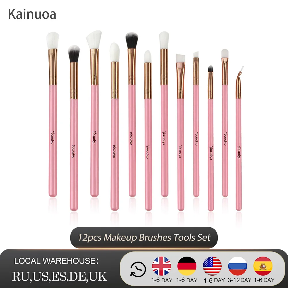 12pcs Makeup Brushes Set Powder Foundation Eyeshadow Eyeliner Cosmetics Grey Soft Synthetic Hair Black Make Up Brushes