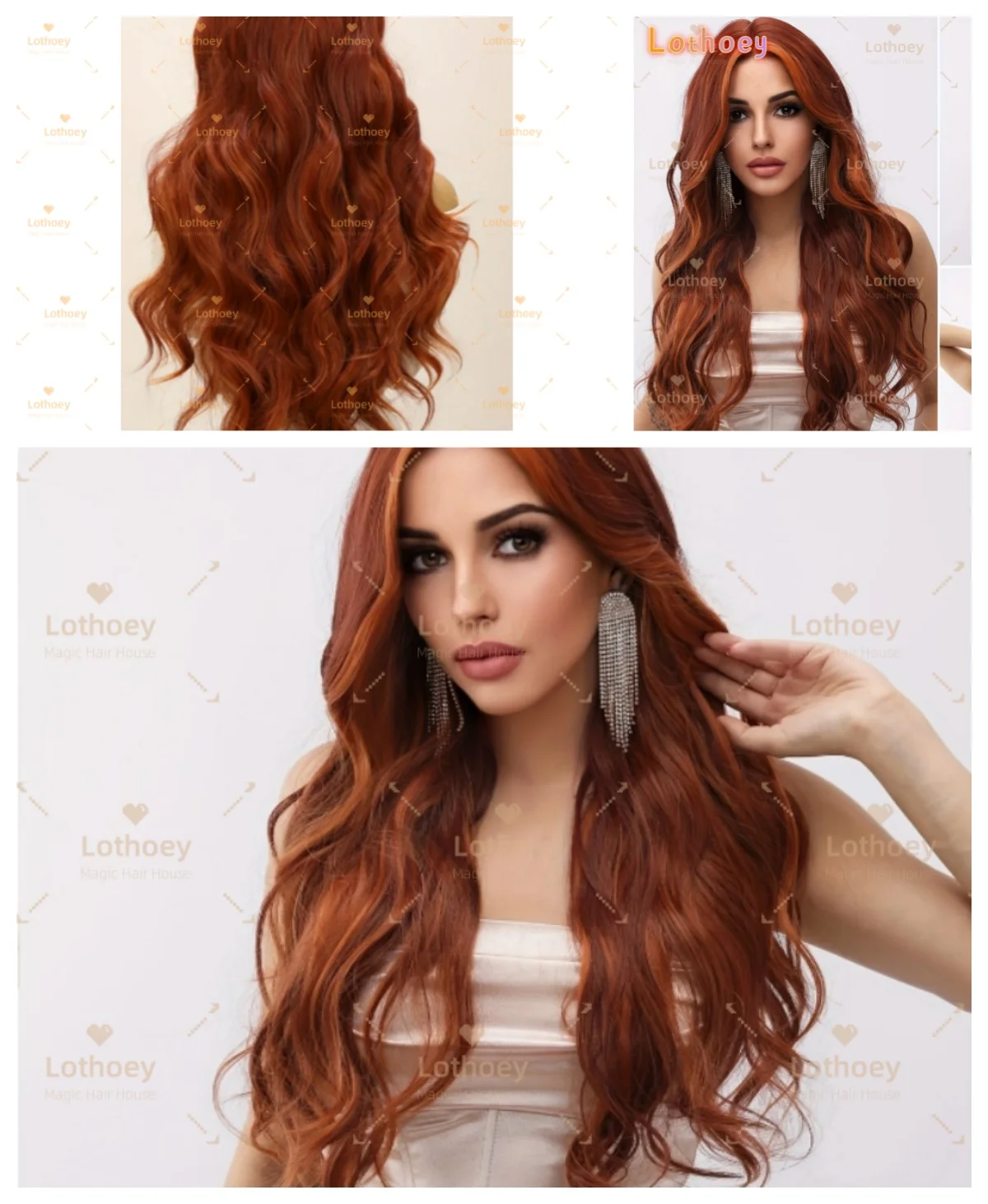 Long, Curly Bronze Highlights Lace Front Wig  Casual Style, Natural Look, Everyday Wear  Humen Hair Wig Cosplay