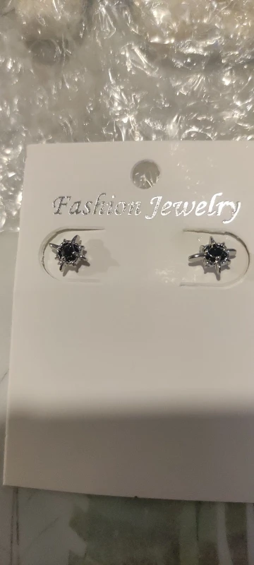 Black CZ Metal Star Earring Stud For Men Women Hip Hop Style Antique Silver Color Start Clear Crystal Couple Post Earrings photo review