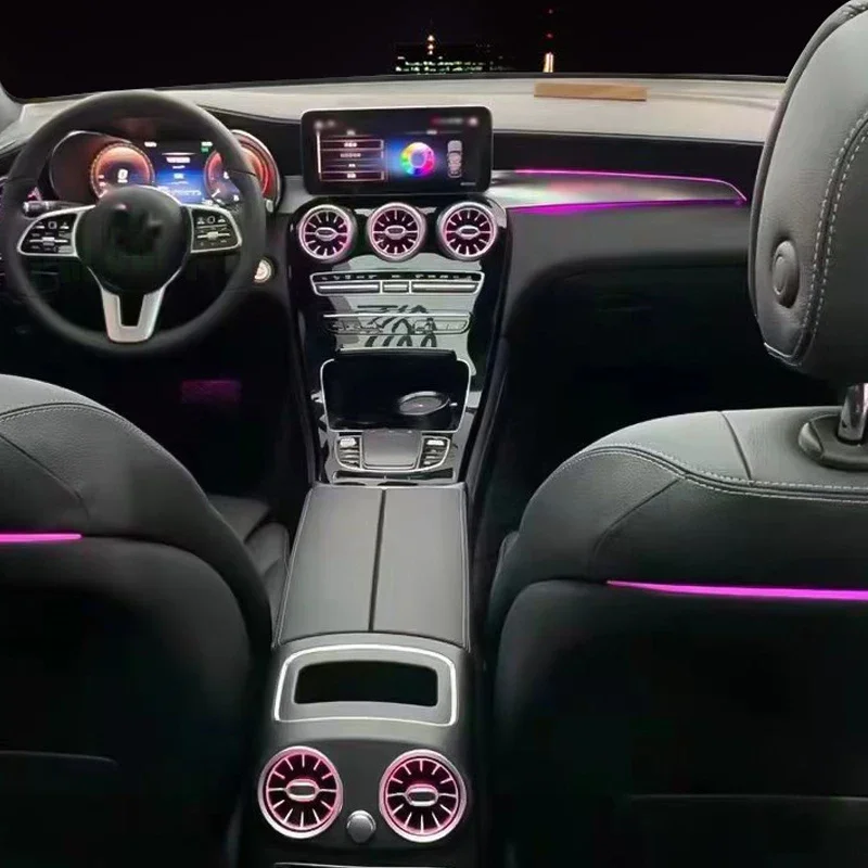 Dla Mercedes-Benz C/GLC X253 W205 światło otoczenia 2014-22 lampa nastrojowa pasażera Co-pilot Led Neonowe światło otoczenia 3/12/64 kolory — zdjęcie 2