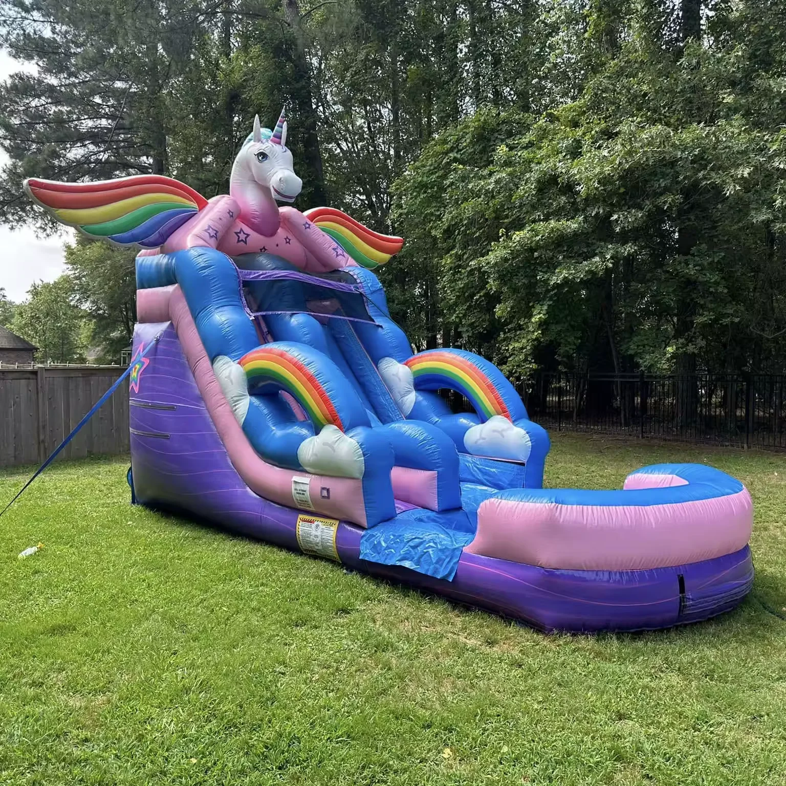 26FT /8m Large Commerical Inflatable Rainbow PVC Castle Water Slide With Pool - Perfect for Kids Adult Parties & Summer Fun