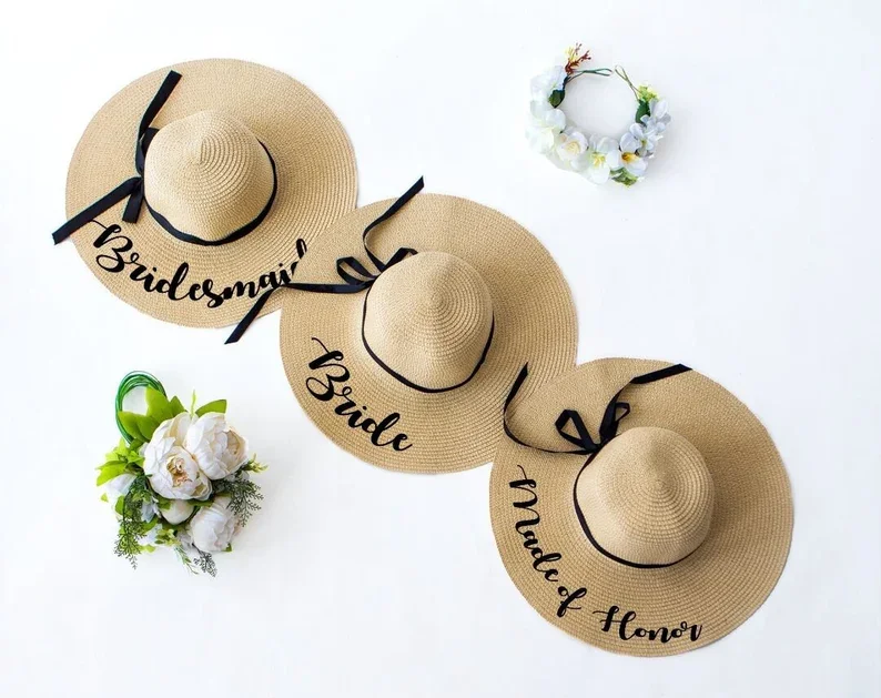 Personalized Beach Hat Floppy Bachelorette Party Gift Bridal Shower Gifts for Mom Custom Name Sun Hats Bridesmaid Mrs. Hat