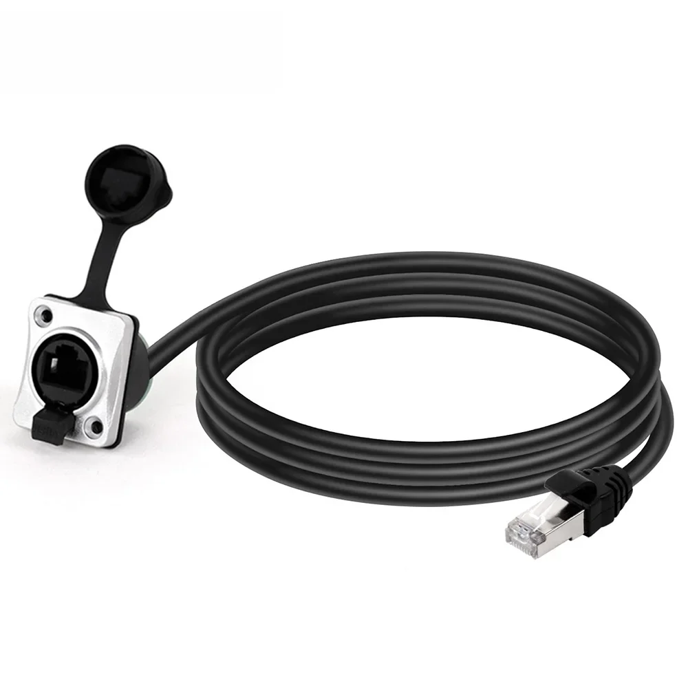 1 st STP RJ45 8P8C Stekker naar RJ45 CAT5/5E Vrouwelijke Waterdichte Panel Mount Socket met Afgeschermde Netwerk Ethernet Verlengkabel - afbeelding 2