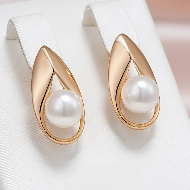 Syoujyo Perle Vintage Tropfen Ohrringe für Frauen Roségold Farbe trend ige Schmuck Party Braut
