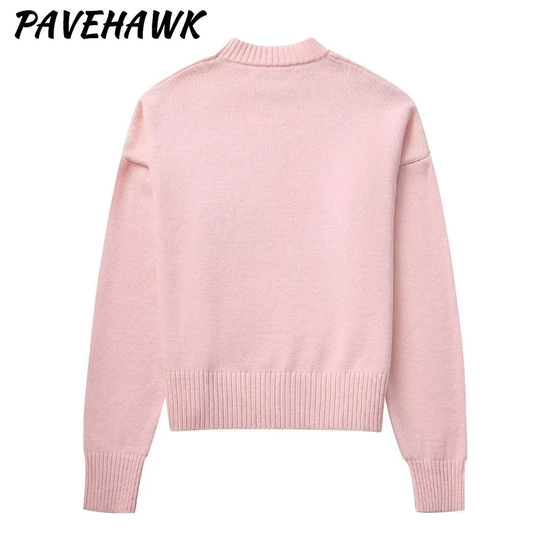 Damskie swetry z długim rękawem i okrągłym dekoltem Jesienna odzież uliczna Dzianina Podstawowy sweter Dzianina Luźny elegancki sweter Damskie topy