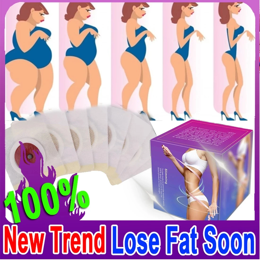 100pcs Strongest Fat Burning Cellulite Slimming Diet patch Weight Loss Products Detox Face Lift Decreased Appetite Night Enzyme