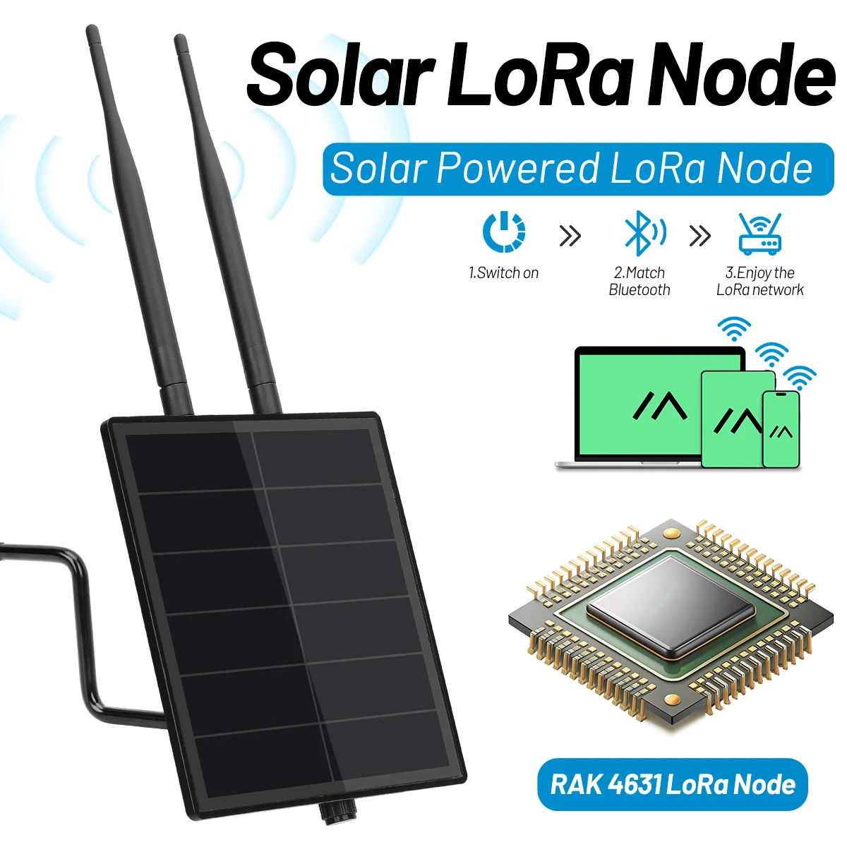 Solar Lora Node Repeater Extender Eingebauter 6000-mAh-Akku Wisblock RAK19007 RAK4630 Modul