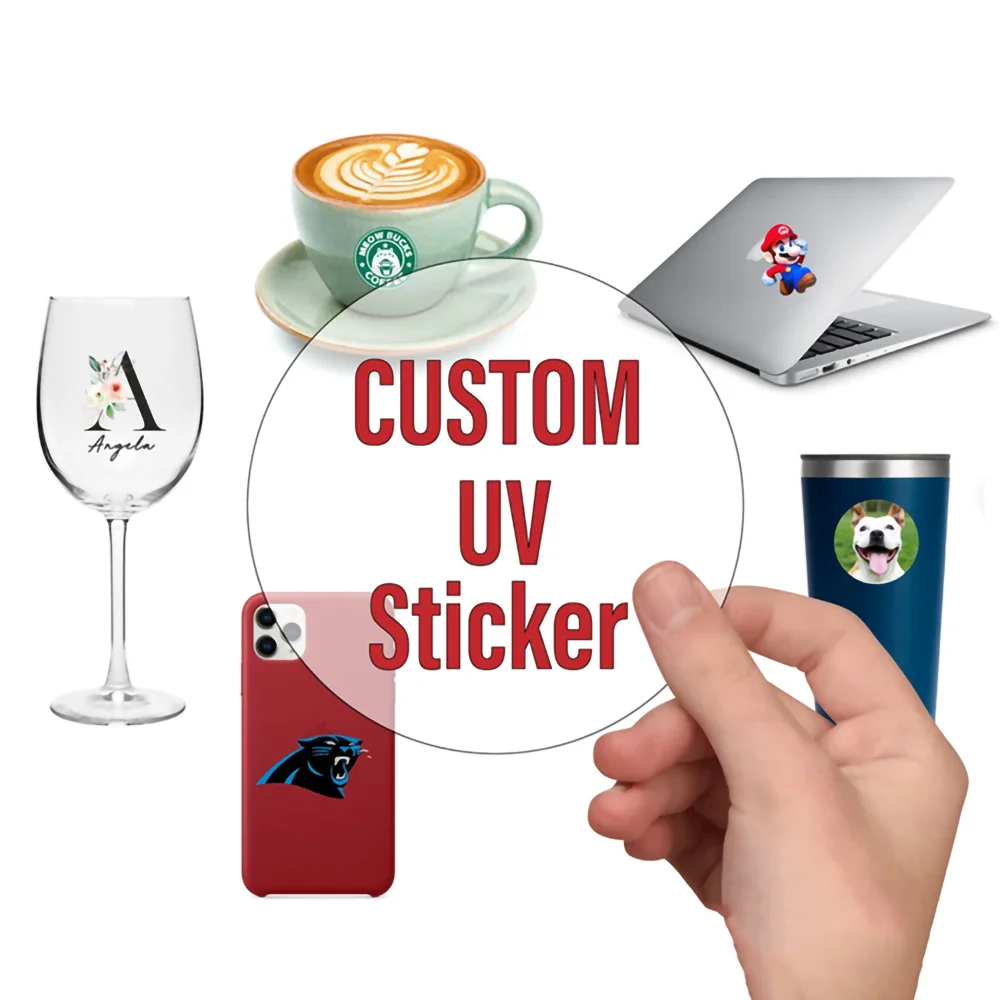 20Pcs Custom UV Transfer Stickers, Private Logo, Personal Name Photo, Easy Glue on Hats Mugs Tools Glass Door Toilet Full Color