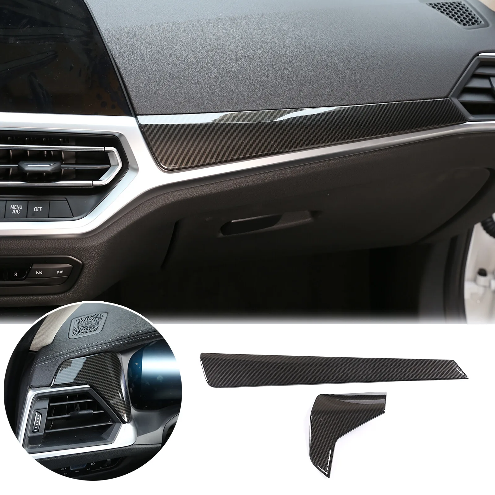 

LHD Car Styling Carbon Fiber Center Dashboard Panel Passenger Side Cover Trim For BMW 3 Series G20 G28 2019 2020 2021 2022