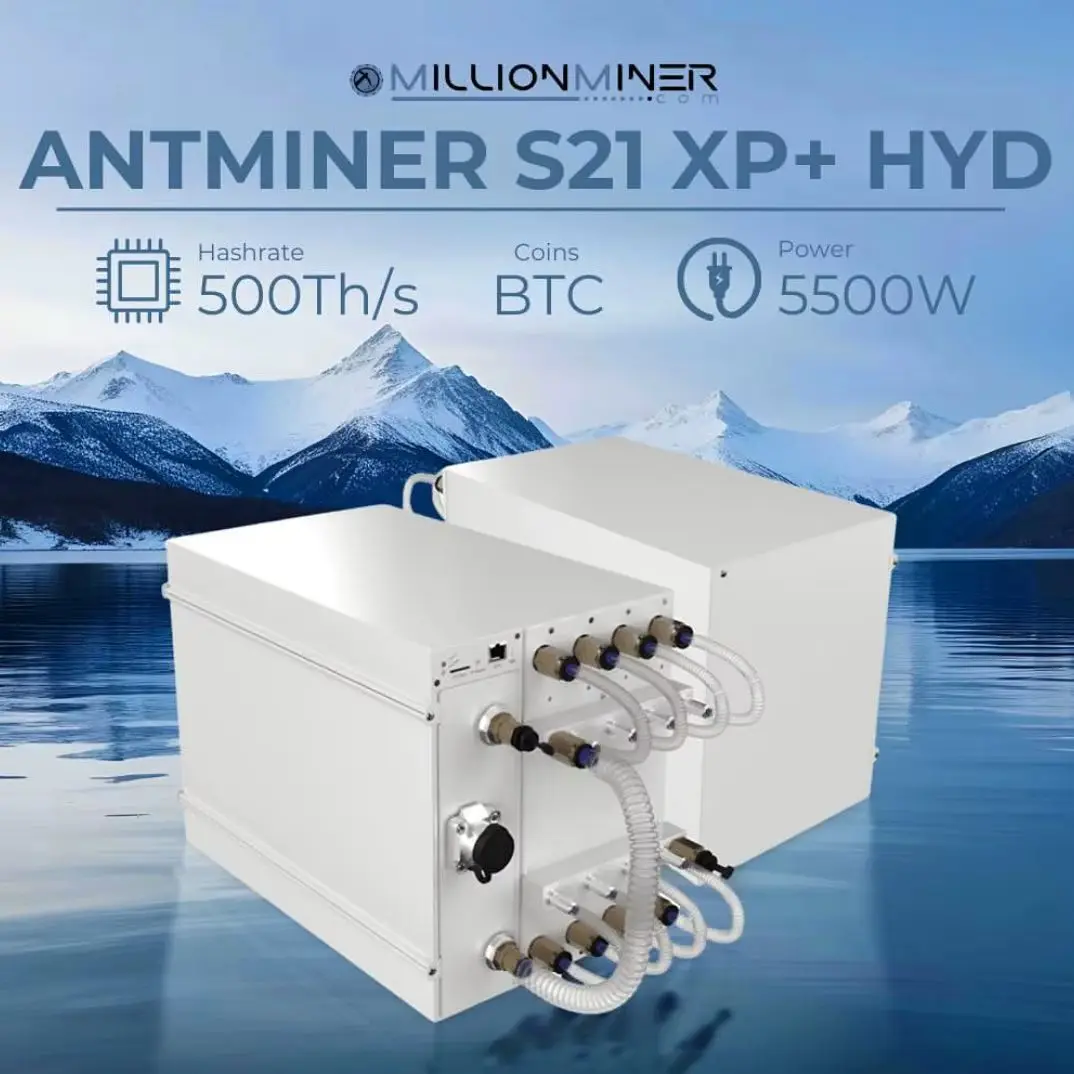 JD Купите 3, получите 2 бесплатно Bitmain Antminer S21 XP+ Hyd 500Th/s 5500 Вт Bitcoin Miner с гидроохлаждением