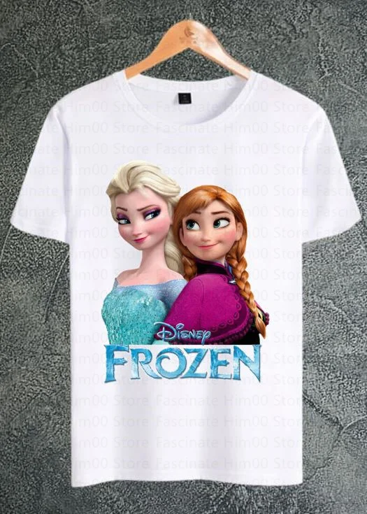 Frozen Princess Elsa Anna Princess cartoon pattern cotton short-sleeved T-shirt summer girls casual tops parent-child clothing