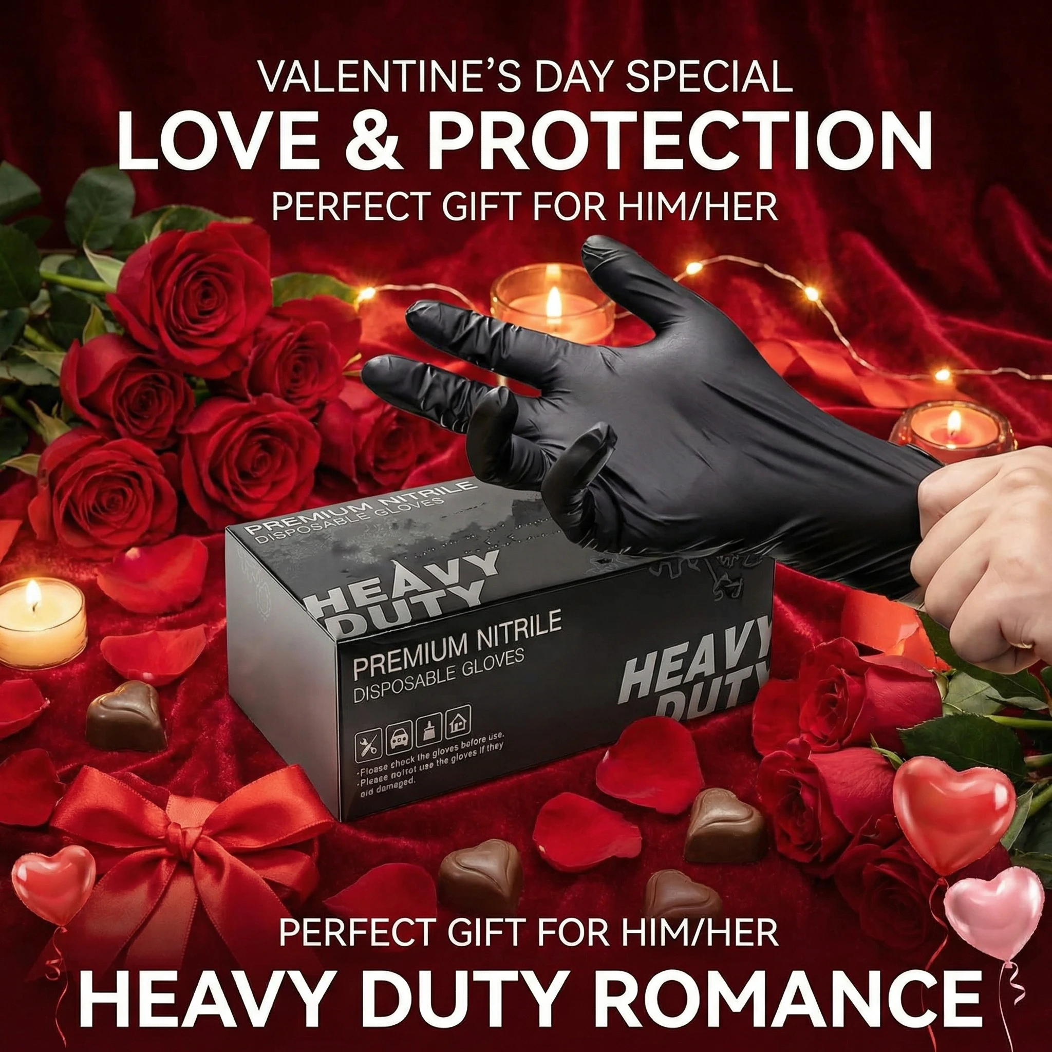 Robuste Schwarze Nitrilhandschuhe 100 Stück, Lebensmittelsichere Einweghandschuhe für Reinigung, Kochen, Valentinstag-Vorbereitung & Autopflege