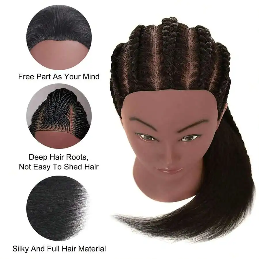 100% Real Hair Mannequin Head with 16' Human Hair for Hairdresser Training Practice Professional Cosmetology Headdoll With Stand