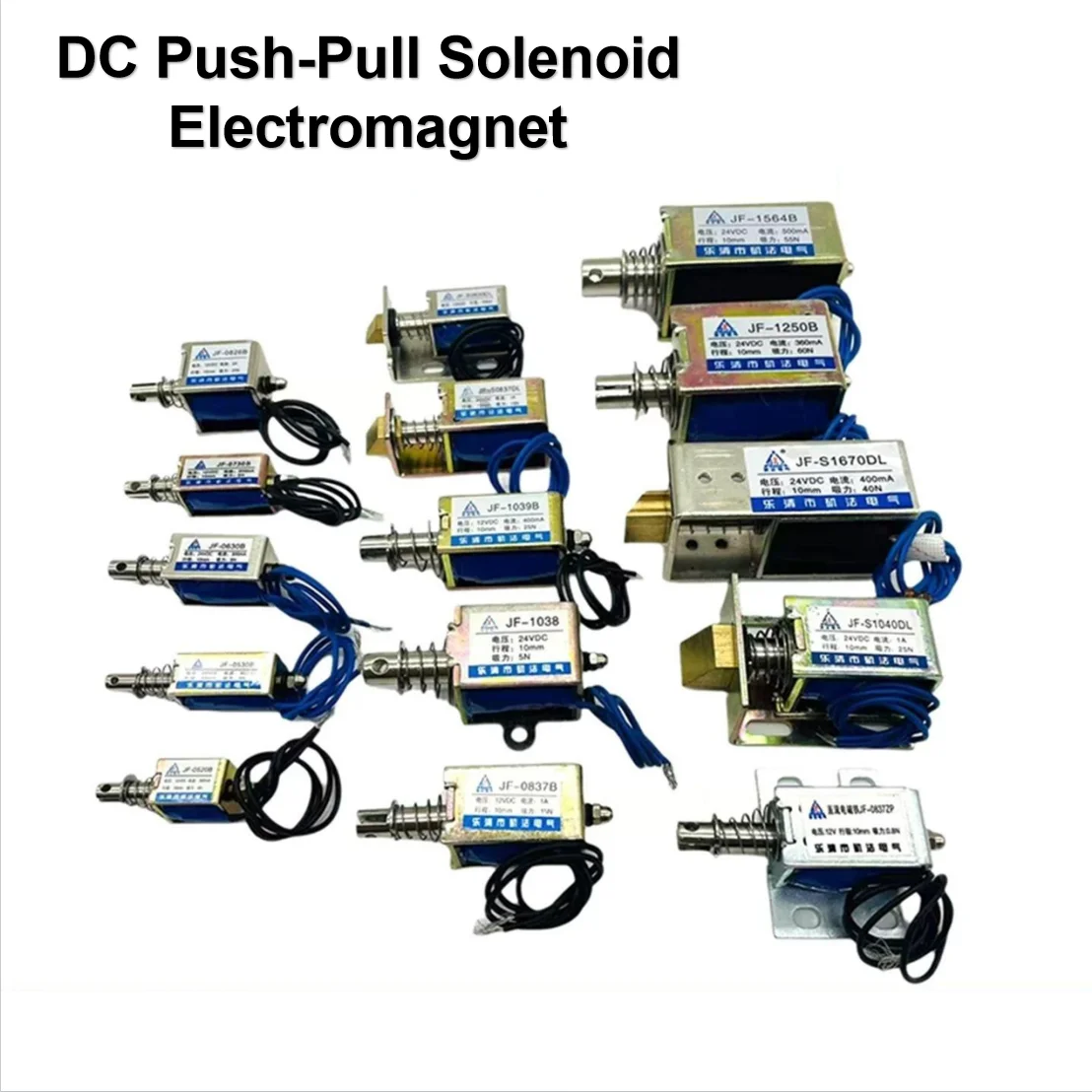 JF-0520B JF-0530 JF-0630 JF-0730 JF-1040 JF-1253B DC Through-Frame Push-Pull Solenoid Electromagnet 12V 24V
