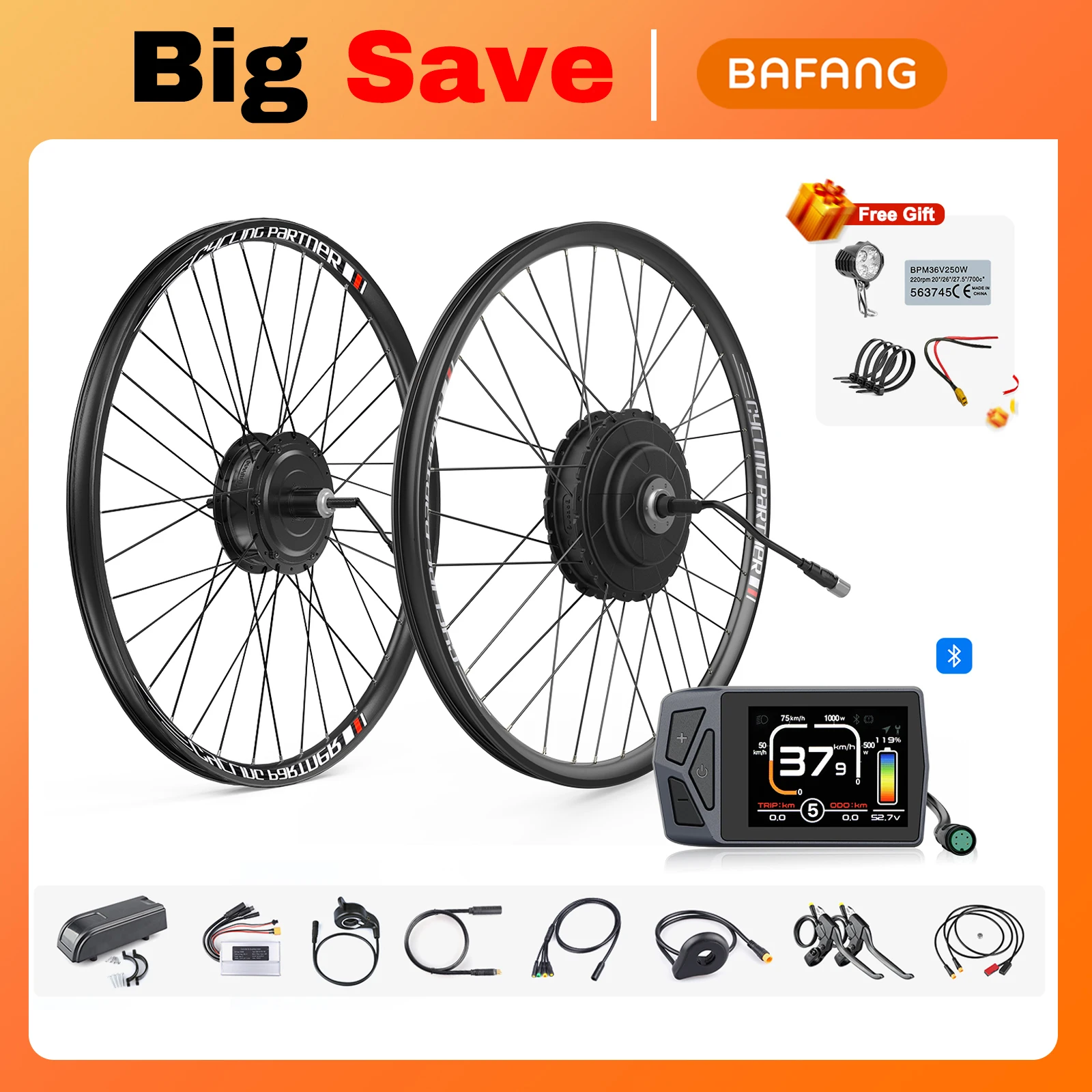 [EU Direct] Motore mozzo ruota BAFANG 500W 750W 48V, motore per trazione anteriore e posteriore, kit eBike 8fun, kit di conversione per bicicletta elettrica, 26 pollici 20/27.5/28/29/700C, freno a
