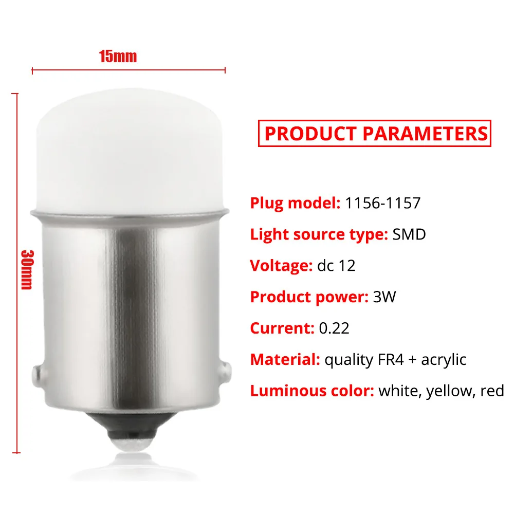 2PCS P21/5W BA15S 1156 LED Bulb PY21W BAY15D 1157 Turn Signal Light 12V White Red Yellow Bright Car Reverse Brake Parking Lamp