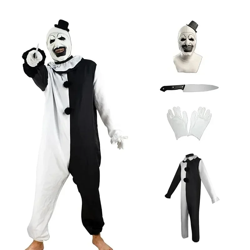 Adulte enfants Art le Clown film Terrifier 2 Art le Clown Cosplay Costume combinaison masque Halloween Costumes masque pour hommes femmes