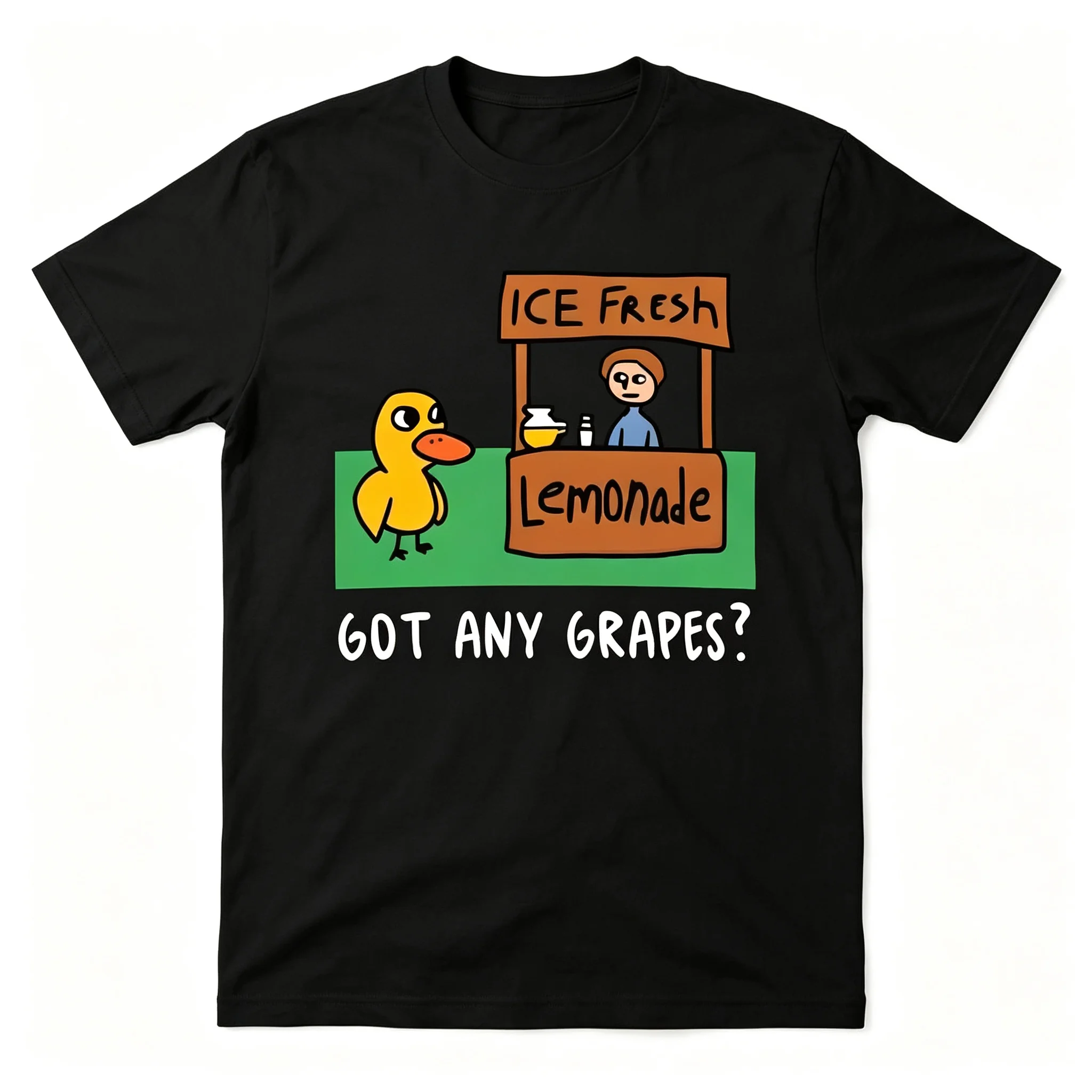 Got Any Grapes Funny Duck Meme Couple T‑Shirt, Cartoon Lemonade Stand Humor Matching Short Sleeve Tee for Men Women