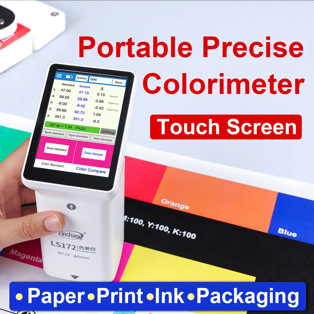 Colorimeter Digital Colormeter Portable Colorimeter Pantone Ral Ncs Color Meter CIE Lab CMYK 45/0 Lower Price for Print LS172