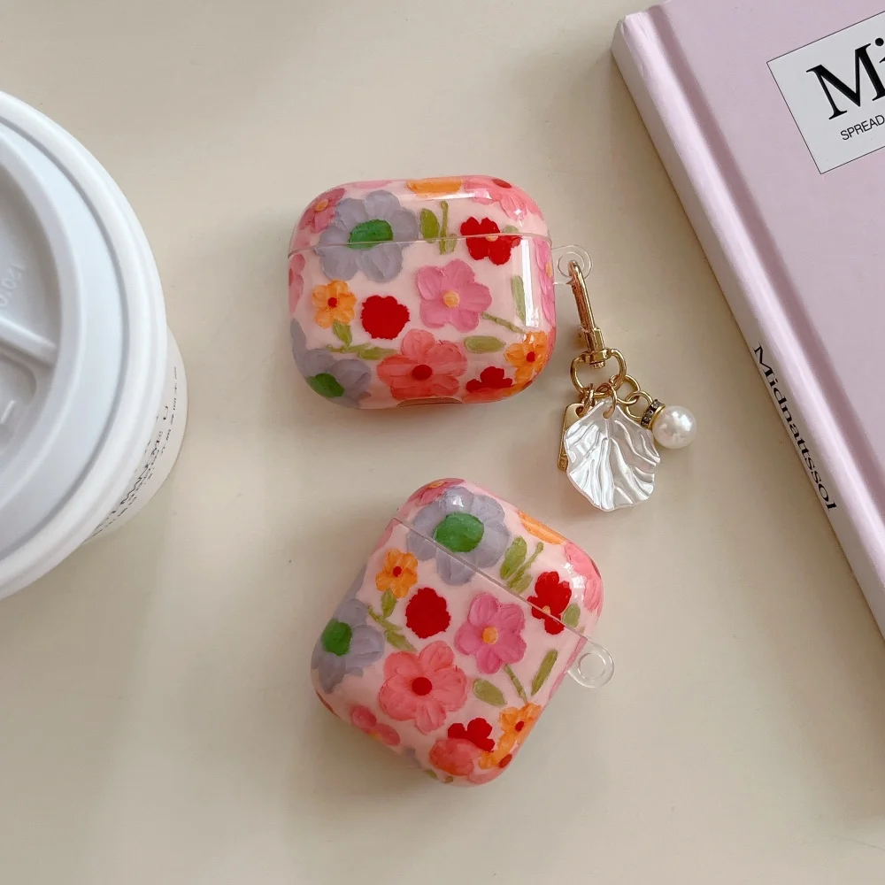 

Artistic scratch-painted flower headphone protective case, suitable for AirPods 4/3/2 Pro/2/4, new shock-proof protective case