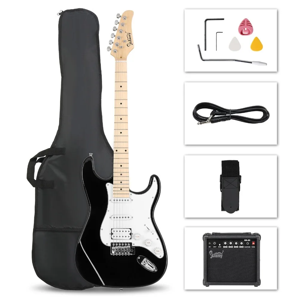 

Full Size 39" GST Electric Guitar with 20W Amp, Carry Bag,Strap Black