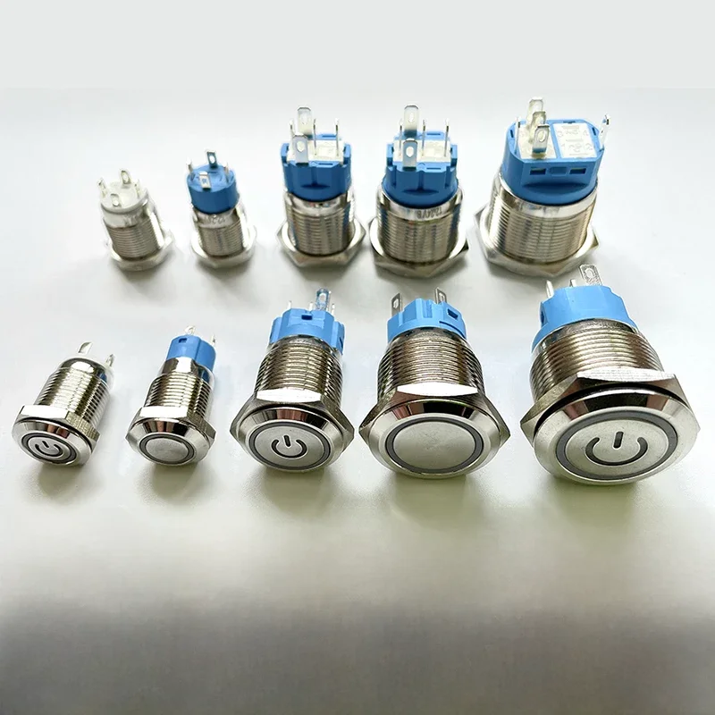 12/16/19/22mm metalowy przełącznik wciskany chwilowy zatrzask naprawiony On Off wyłącznik zasilania LED Light 3V 6V 12V 24V 220V — zdjęcie 2