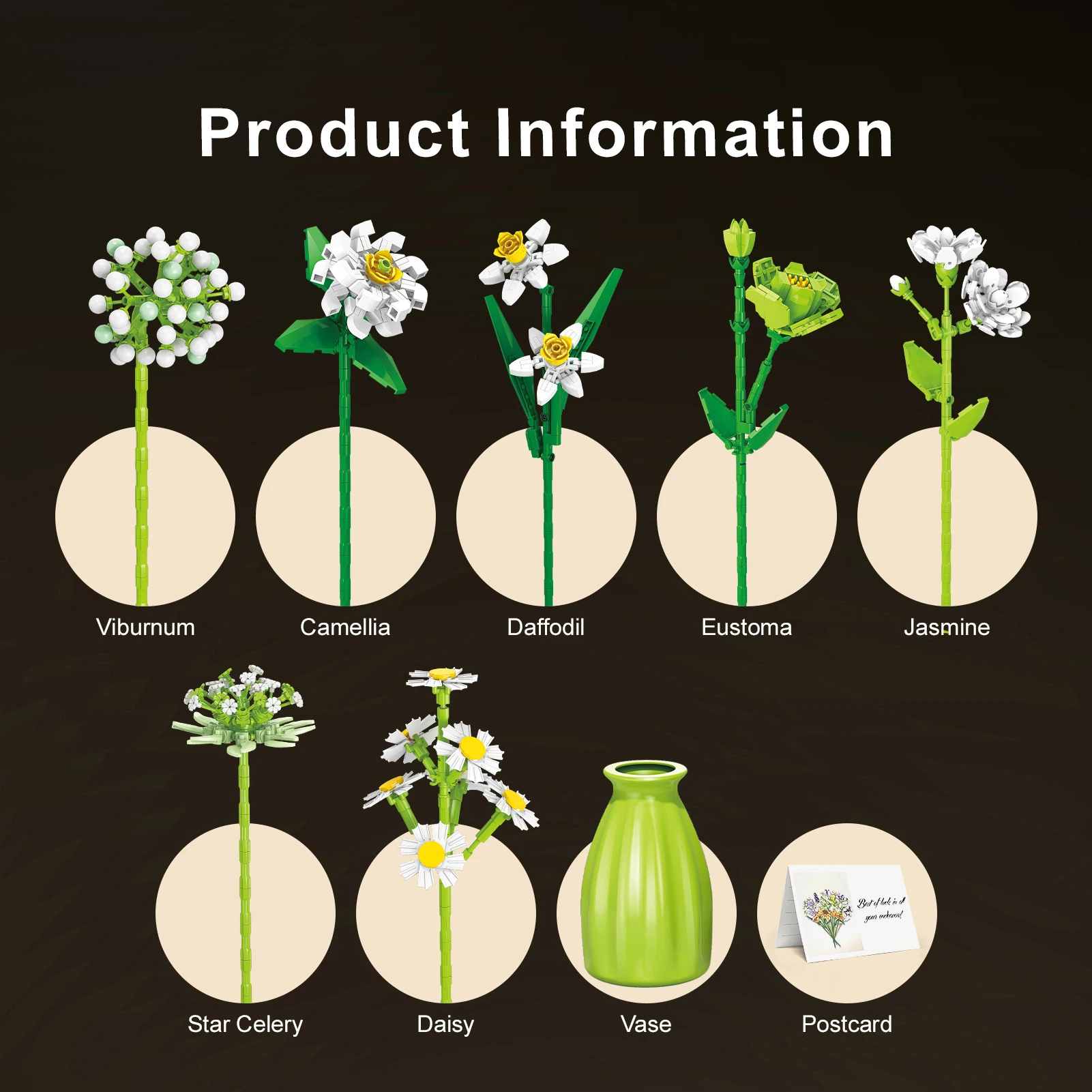 Vase décoratif pour la maison Narcisse blocs de construction Daisy plantes en pot Meubles pour la maison Viburnum Camellia plastique fleur jouets filles cadeaux Cadeaux pour la Saint Valentin Cadeau pour petite amie