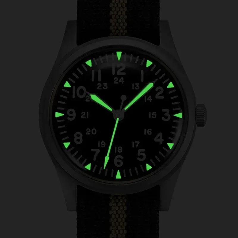 RDUNAE RA03 Retro Military Watch 316L Stainless Steel K1 Mineral Glass Luminous Sports Quartz Men G10 34.5mm Pilot Wristwatch