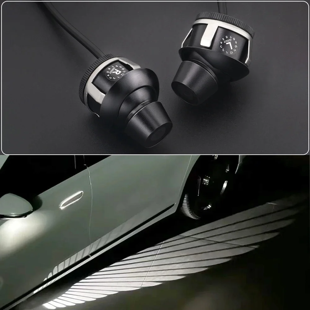 2szt LED Światła powitalne Samochodowe oświetlenie otoczenia Drzwi Lusterko wsteczne Skrzydło anioła Automatyczna lampa dywanikowa Podwójny kontroler Lampa atmosferyczna 12V — Zdjęcie 2 z 2