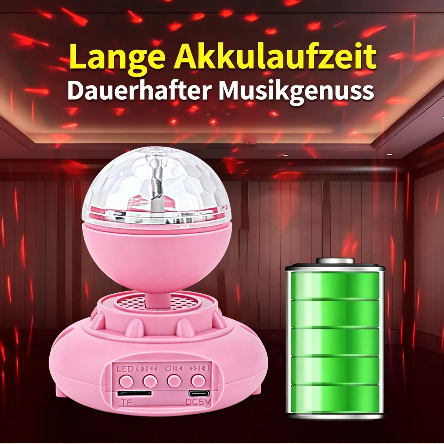 Altoparlante Bluetooth con Sfera Magica di Cristallo, Luce da Palcoscenico Disco RGB Rotante, Lampada Proiettore Ricaricabile per Feste, TF USB per Feste in Casa