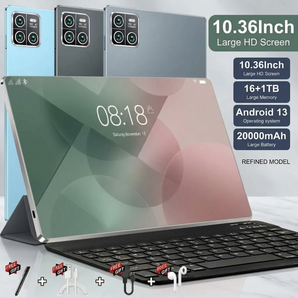 Tablet PC de 10.36 Pulgadas, Cámaras Duales, Doble SIM, 5G, Android 13, Tablets con Bluetooth, Wifi, 16GB + 1TB de ROM, Google Play, Octa