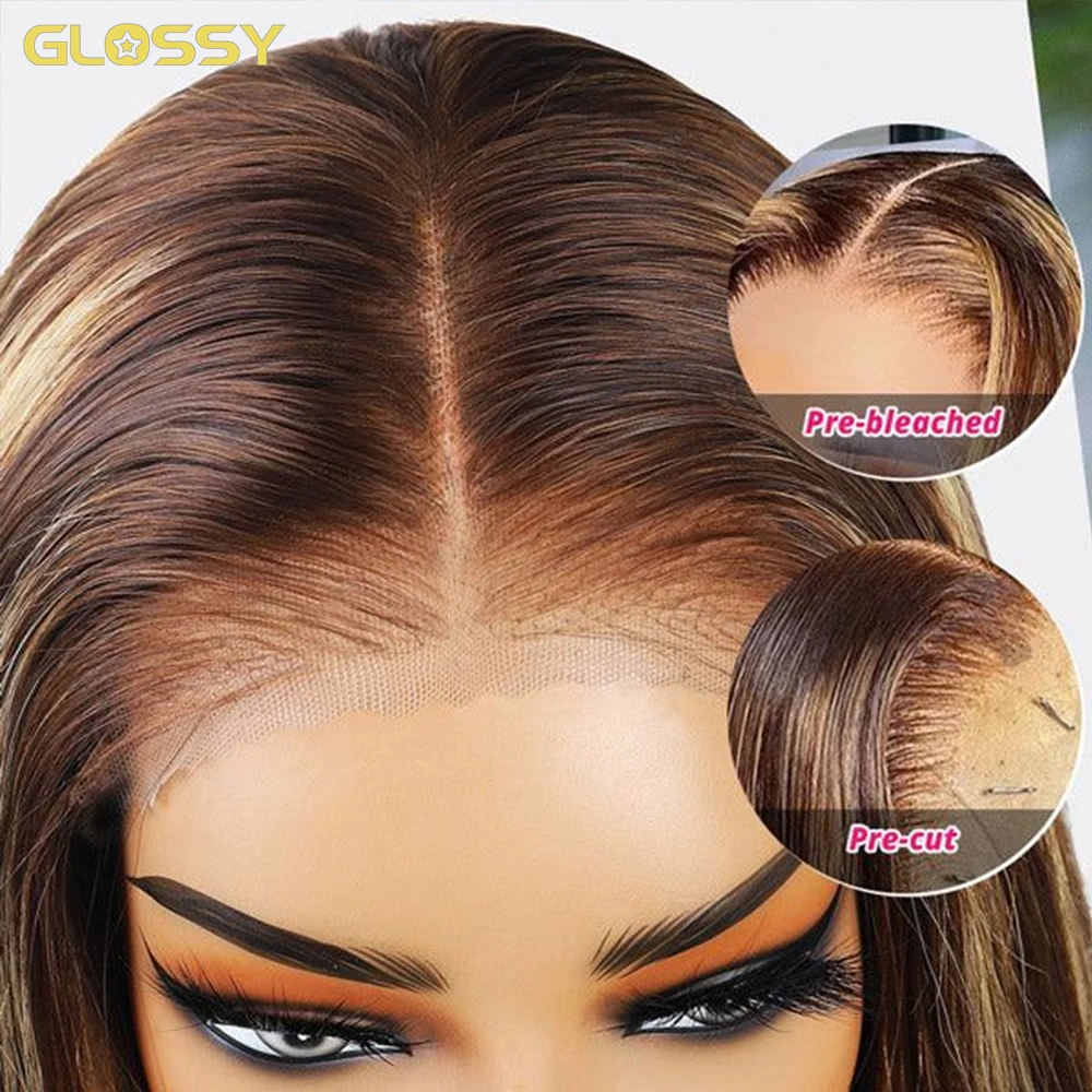 Highlight Glueless Wig Human Hair Ready To Wear And Go For Women 13x6 Hd Frontal Straight Honey Blonde Lace Front Wigs On Sale