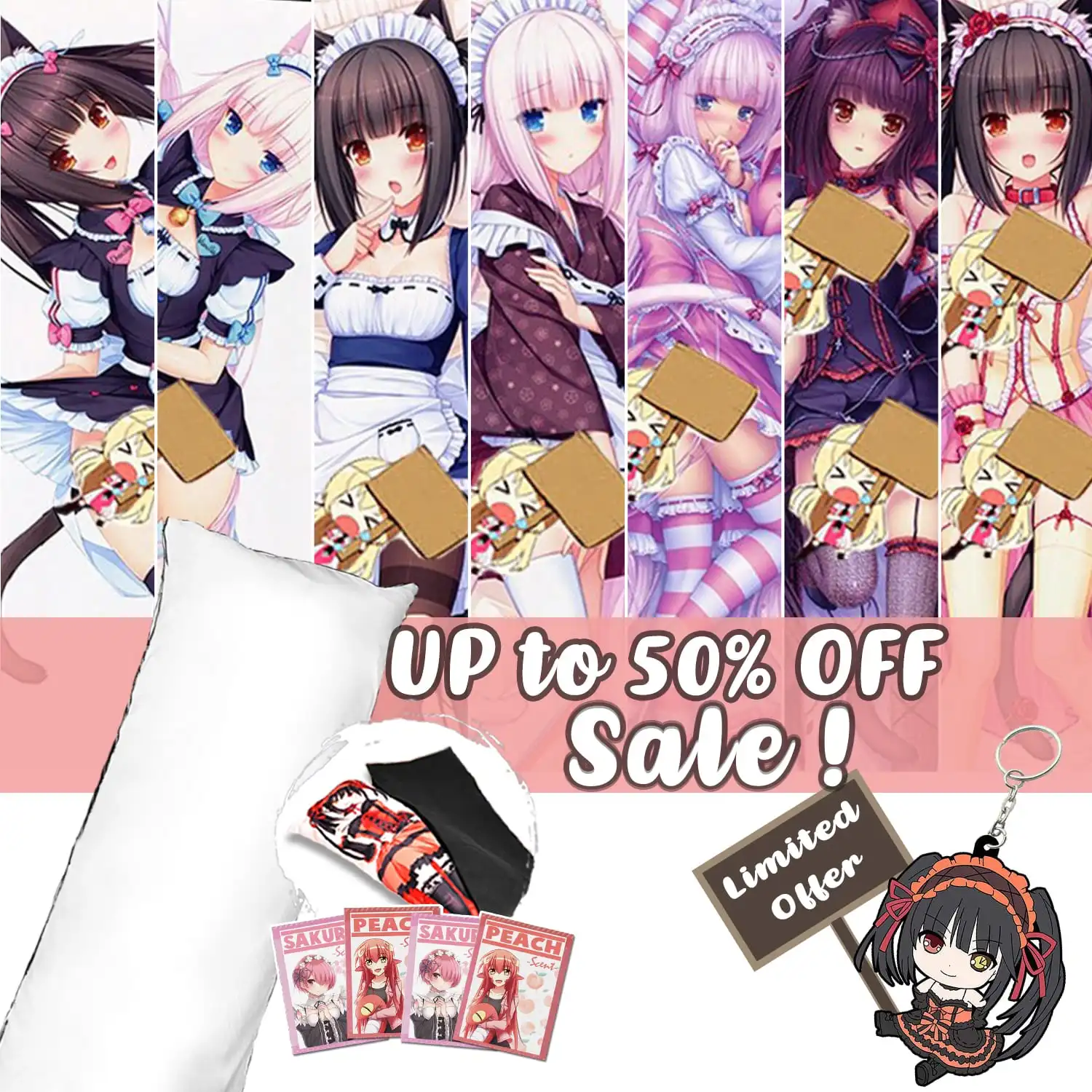 Hobby Express Anime Dakimakura japonés Otaku Waifu abrazando el cuerpo funda de almohada NEKOPARA Chocolate vainilla Re:zero Emilia Rem Ram